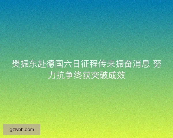 樊振东赴德国六日征程传来振奋消息 努力抗争终获突破成效