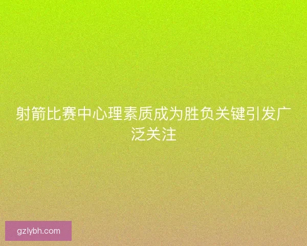 射箭比赛中心理素质成为胜负关键引发广泛关注